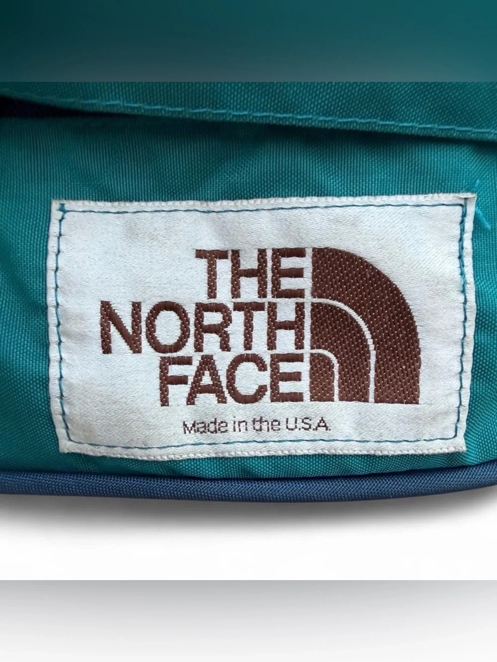 Vintage 70/80s The North Face teal blue large waist pack with royal blue piping